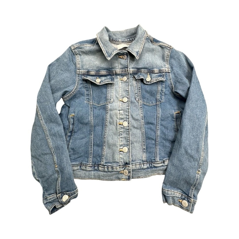 Old Navy Denim Jacket Girls XL‎ 14-16 Blue Medium Wash Trucker Stretch Button Up